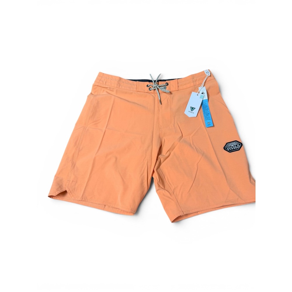 Vissla Boardshorts Mens 33 Orange Swim Trunks Solid Sets Beach Surf Vacation